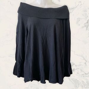 CeCe Off-the-Shoulder Ruffle Long Sleeve Sweater - size L - Black